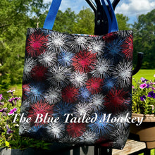 Load image into Gallery viewer, Market Tote -  FIREWORKS (Blue Handles)

