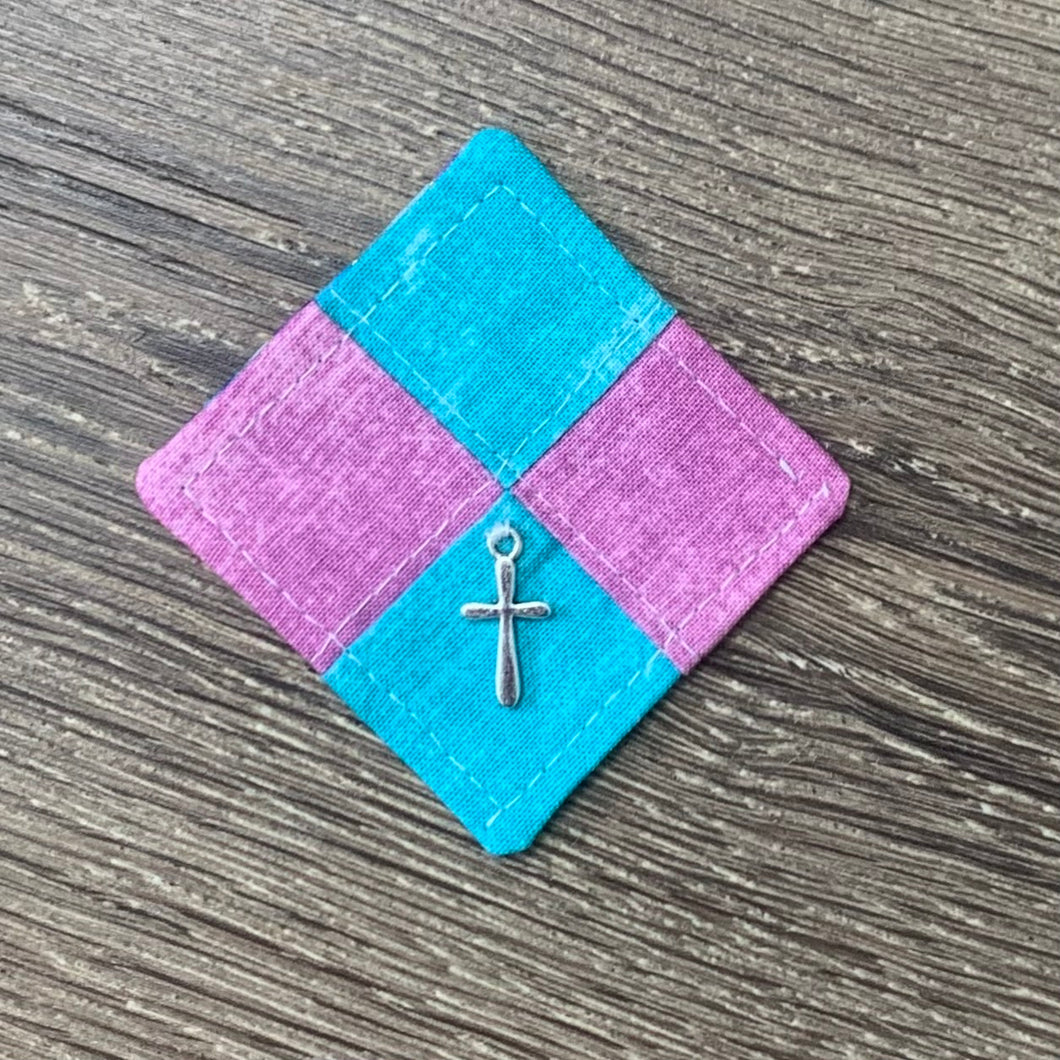 Pocket Prayer Quilt - Teal/Lilac