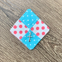 Load image into Gallery viewer, Pocket Prayer Quilt - Aqua Pink Dots
